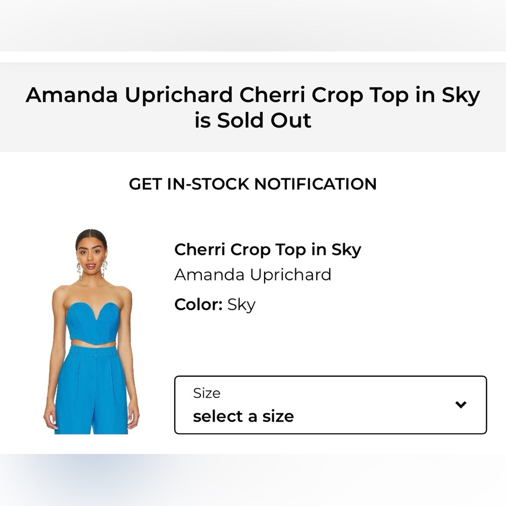 Revolve Amanda Uprichard Sky Blue Set Jane Flare Pants Cherri Crop Top - Picture 14 of 15